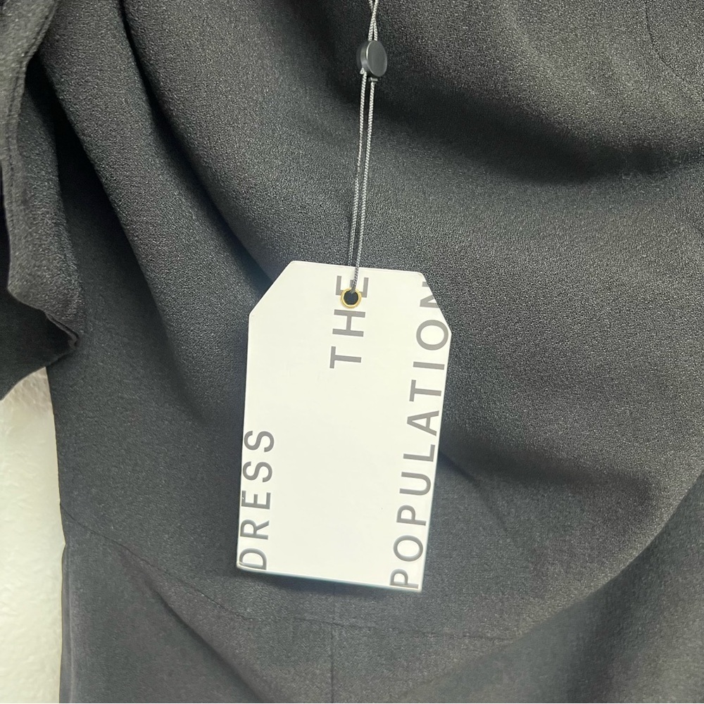 Dress The Population Tiffany One-Shoulder Midi Dress in Black Size Medium NWT - Picture 15 of 16